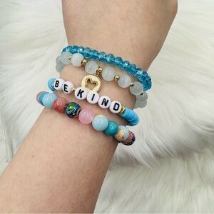 “Be Kind” Arm Candy Beaded Bracelet - Blue theme